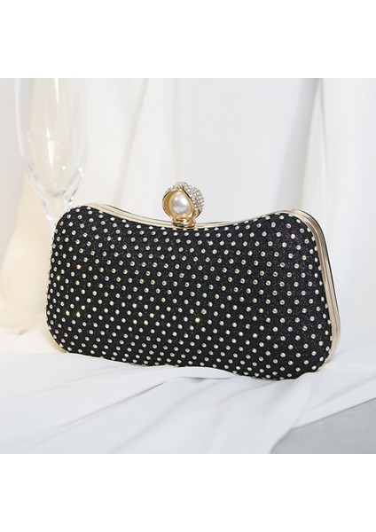 Şampanya Lüks Kadın Akşam Çanta Elmas Lüks Debriyaj Çanta Parti Parlak Taklidi Bayan Altın Siyah Zincir Omuz Çantası Çanta Debriyaj (Yurt Dışından) fırsatları