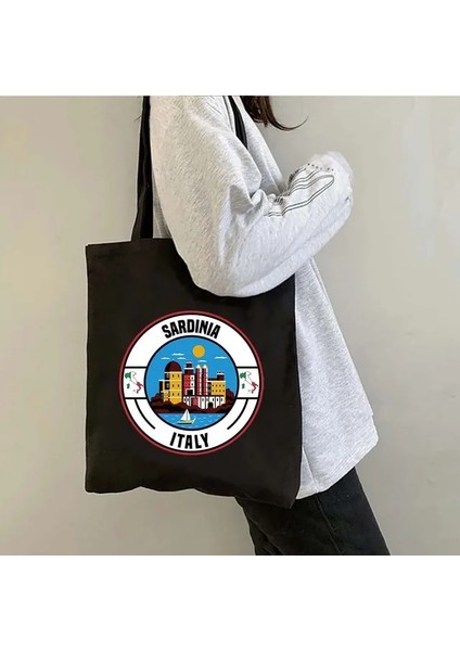 B 63 35X40CM Italya Ciao Bella Pisa Roma Italia Italyan Bayrağı Palermo Puglia Sardunya Verona Torino Pamuk Harajuku Kanvas Tote Çanta Sevimli Çanta (Yurt Dışından)