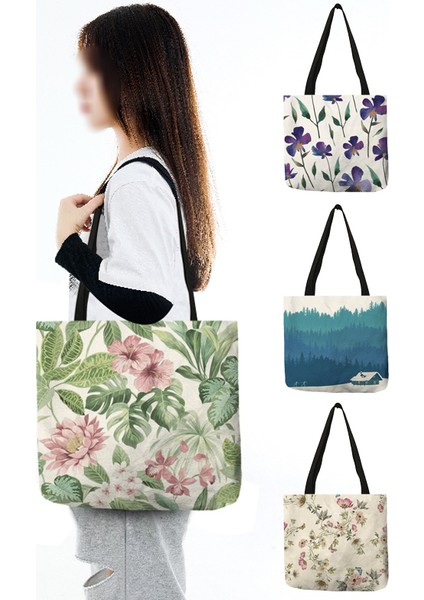 Desen 25 Boyut M 35X35 cm Taze Çiçek Baskı Çanta Kadın Bayanlar Moda Rahat Tote Seyahat Alışveriş Çantaları Bakkal Süpermarket (Yurt Dışından) fırsatları