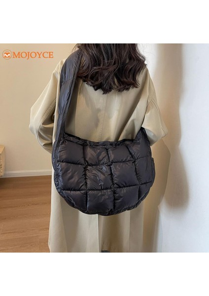 Altın Kış Uzay Pamuk Kadın Koltuk Altı Çantası Kapitone Yumuşak Tasarımcı Omuz Çantaları 2023 Aşağı Yastıklı Lüks Satchel Katı Crossbody Çanta (Yurt Dışından) fiyatları