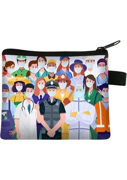 No.7 Hemşire Baskı Taşınabilir Fermuarlı Bozuk Para Çantaları Kart Tutucu Hastane Için Açık Anahtar Paraları Kulaklık Çantası Mini Para Saklama Çantası (Yurt Dışından)