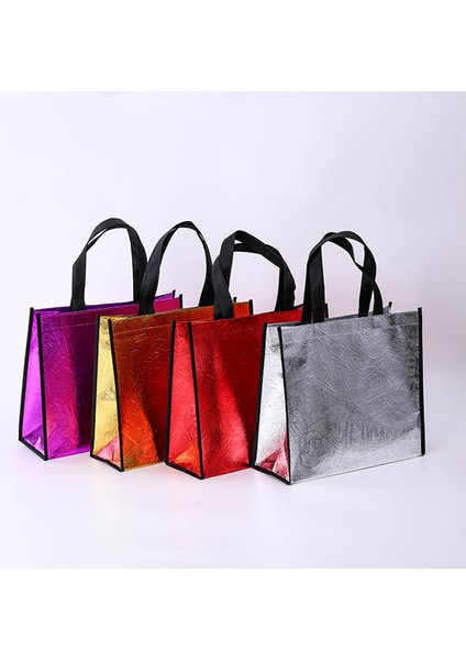 1 Adet Mor L Moda Su Geçirmez Lazer Alışveriş Çantası Katlanabilir Eko Çanta Büyük Yeniden Kullanılabilir Alışveriş Çantası Tote Kumaş Dokunmamış Çanta Fermuar Yok (Yurt Dışından)