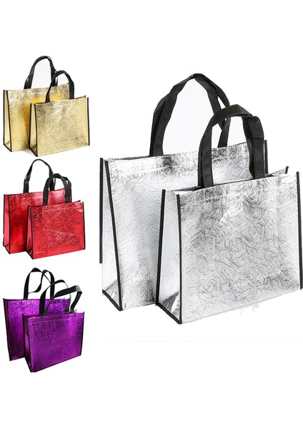 1 Adet Mor L Moda Su Geçirmez Lazer Alışveriş Çantası Katlanabilir Eko Çanta Büyük Yeniden Kullanılabilir Alışveriş Çantası Tote Kumaş Dokunmamış Çanta Fermuar Yok (Yurt Dışından)