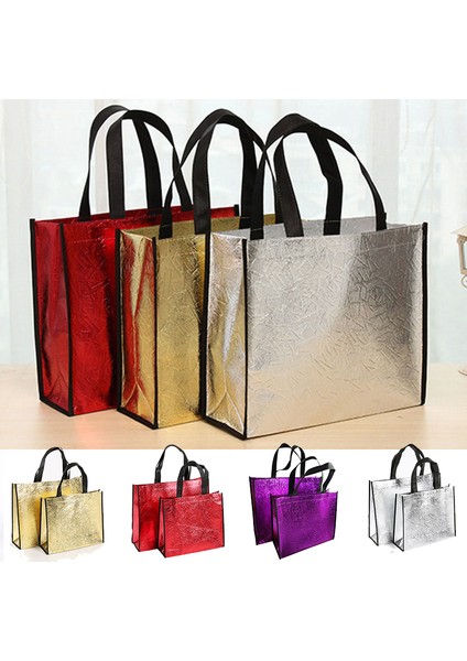 1 Adet Mor L Moda Su Geçirmez Lazer Alışveriş Çantası Katlanabilir Eko Çanta Büyük Yeniden Kullanılabilir Alışveriş Çantası Tote Kumaş Dokunmamış Çanta Fermuar Yok (Yurt Dışından)