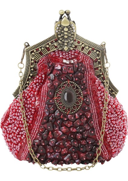 Bordo Kadın S Antik Boncuklu Nakış Parti Debriyaj Vintage Payetli Çanta Akşam Çanta Düğün Gelin Çantası (Yurt Dışından) fırsatları