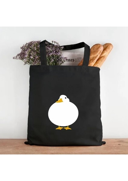 B158 35X40 cm Komik Honk Isimsiz Kaz Oyunu Kurbağa Pingu Ördek Sevimli Karikatür Kız Kadın Kanvas Omuz Alışveriş Kitabı Pamuk Çanta Eko Tote Çanta (Yurt Dışından)