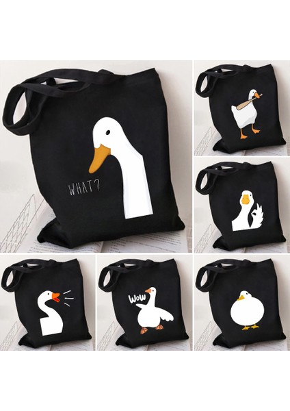 B158 35X40 cm Komik Honk Isimsiz Kaz Oyunu Kurbağa Pingu Ördek Sevimli Karikatür Kız Kadın Kanvas Omuz Alışveriş Kitabı Pamuk Çanta Eko Tote Çanta (Yurt Dışından) fiyatları