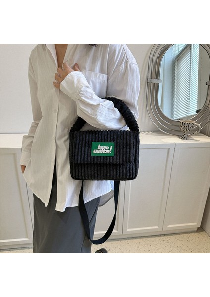 Yeşil 25.5 4.5 18.5cm Miyagawa 2023 Sonbahar/kış Küçük Peluş Kadife Crossbody Küçük Çanta Kore Sevimli Çanta Öğrenci Çantası Moda Üst Saplı Çanta (Yurt Dışından) fırsatları