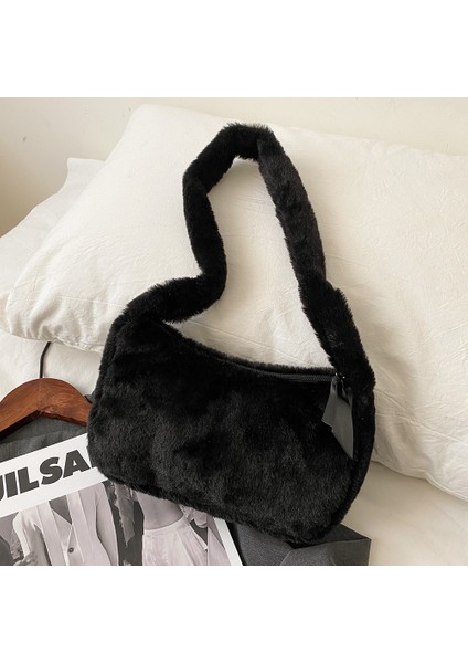B 25X14X3CM Moda Yeni Peluş Kabarık Omuz Crossbody Çanta Vintage Kadınlar Düz Renk Koltuk Altı Çanta Taşınabilir Kare Seyahat Sokak Çanta (Yurt Dışından) modelleri