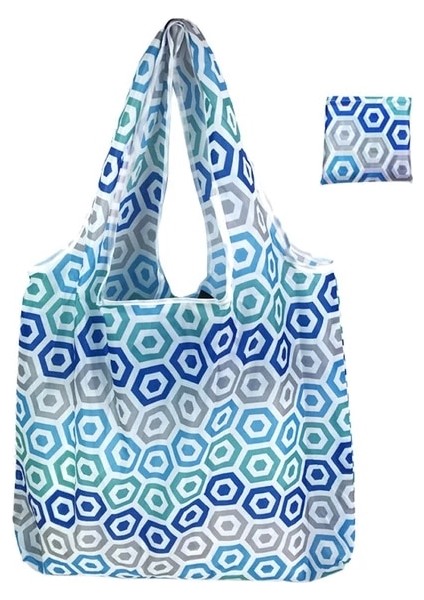 Style20 44 x 64 cm Kalp Baskılı Katlanabilir Yıkanabilir Eko Alışveriş Çantası (Yurt Dışından)