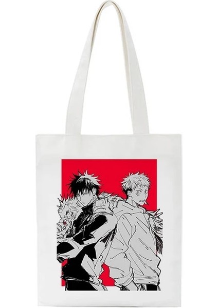 A153 Sıcak Japon Anime Jujutsu Kaisen Tote Çanta Alışveriş Çantası Harajuku Unisex Rahat Çanta Shopper Omuz Çantaları Kanvas Çanta Kadın (Yurt Dışından)