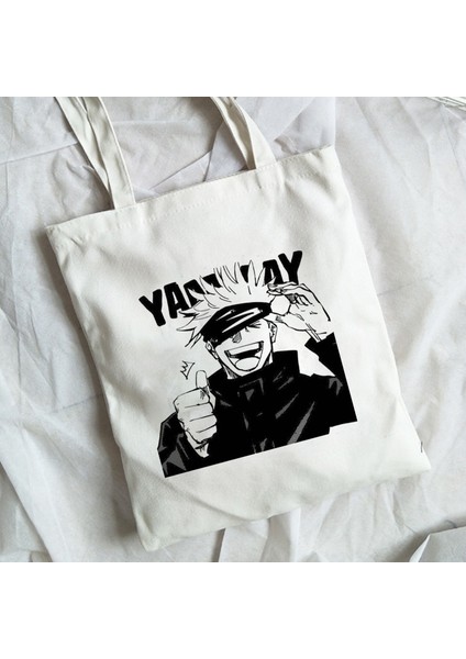 A153 Sıcak Japon Anime Jujutsu Kaisen Tote Çanta Alışveriş Çantası Harajuku Unisex Rahat Çanta Shopper Omuz Çantaları Kanvas Çanta Kadın (Yurt Dışından) modelleri