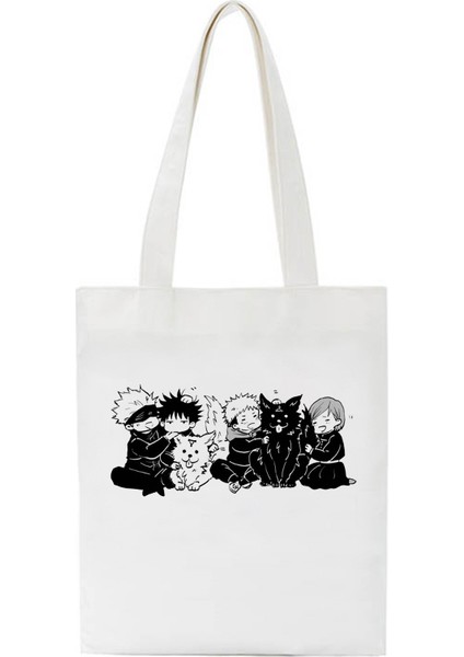 A153 Sıcak Japon Anime Jujutsu Kaisen Tote Çanta Alışveriş Çantası Harajuku Unisex Rahat Çanta Shopper Omuz Çantaları Kanvas Çanta Kadın (Yurt Dışından) indirimleri