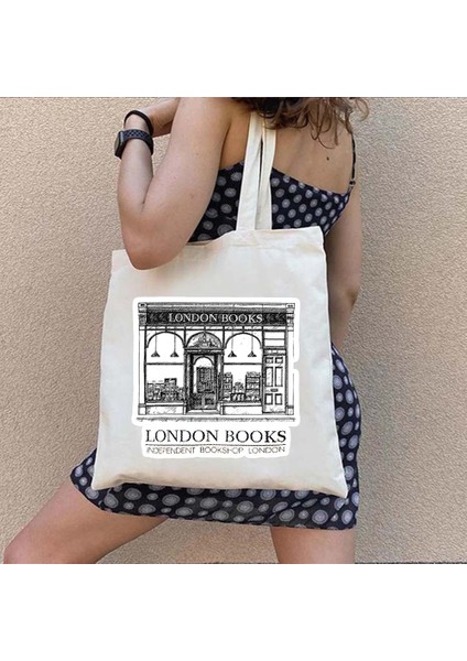 B 63 35X40CM Kadın Kanvas Londra Daunt Kitaplar Kanvas Tote Çanta Kütüphane Günlük Okuma Alışveriş Kitap Tutkusu Öğrenciler Pamuk Seyahat Kitapçı Sevimli Çanta (Yurt Dışından) fırsatları
