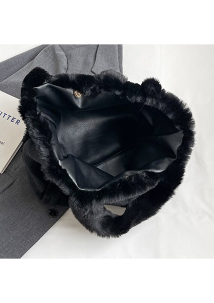 E Stil 1 Kadın Peluş Omuz Çantası Yumuşak Tüylü Tote Çanta Sevimli Kabarık Üst Saplı Çanta Trendy Kadın Büyük Kapasiteli Alışveriş Işe Gidiş Çantası (Yurt Dışından) indirimleri