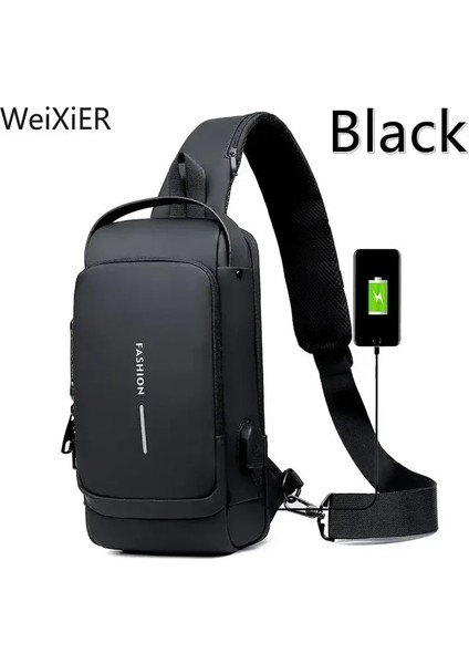 Siyah 1818 Erkekler Anti Hırsızlık Göğüs Çantası Omuz Çantaları USB Şarj Crossbody Paketi Okul Kısa Seyahat Haberciler Çanta Erkek Oxford Sling Paketi (Yurt Dışından) fiyatları
