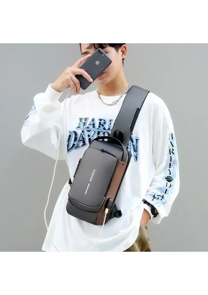 Siyah 1818 Erkekler Anti Hırsızlık Göğüs Çantası Omuz Çantaları USB Şarj Crossbody Paketi Okul Kısa Seyahat Haberciler Çanta Erkek Oxford Sling Paketi (Yurt Dışından) indirimleri