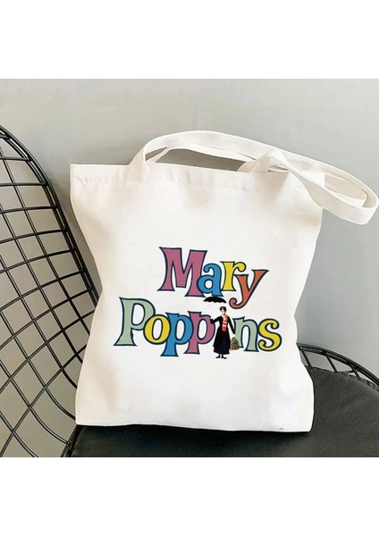 B810 2021 Shopper Zarif Mary Poppins Kawaii Çanta Harajuku Kadın Alışveriş Çantası Kanvas Alışveriş Çantası Kız Tote Çanta Omuz Bayan Çantası (Yurt Dışından)