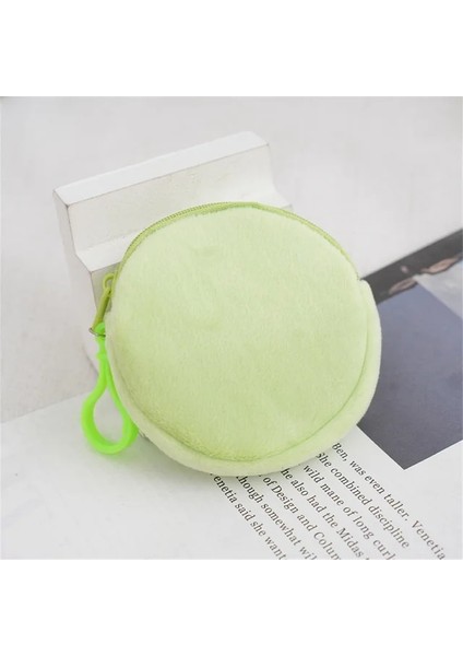 Açık Yeşil Katı Peluş Yuvarlak Bozuk Para Cüzdanı Kadın Sevimli Cüzdan Kimlik Kartı Çantası Anahtarlık Minimalist Para Çantası Kawaii Cüzdan Kadınlar Için Hediye (Yurt Dışından)