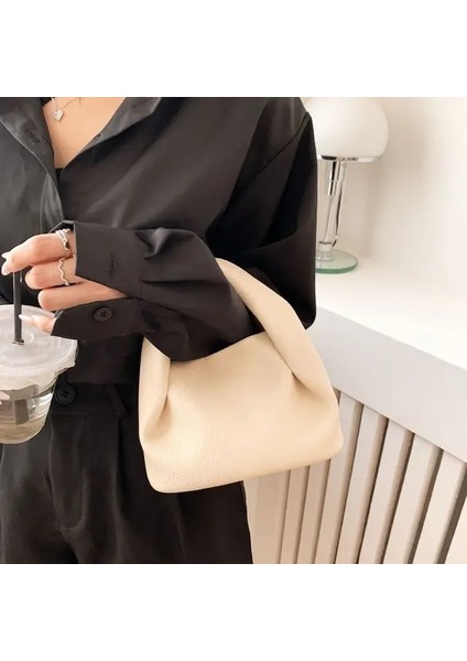 Beyaz Yumuşak Kadın Çanta Pembe Katı Küçük Çanta ve Çanta Rahat Tüm Maç 2023 Yeni Tüm Maç Kova Crossbody Çanta Kore Versiyonu (Yurt Dışından)