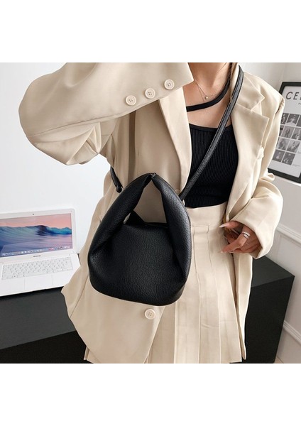 Beyaz Yumuşak Kadın Çanta Pembe Katı Küçük Çanta ve Çanta Rahat Tüm Maç 2023 Yeni Tüm Maç Kova Crossbody Çanta Kore Versiyonu (Yurt Dışından)