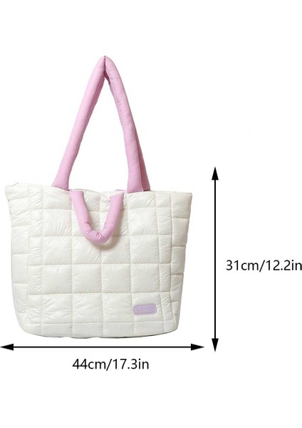Beyaz Puffer Tote Çanta Kadınlar Için Sonbahar Kış Kapitone Aşağı Yastıklı Omuz Çantası Bulut Çanta Büyük Kapasiteli Çanta Alışveriş Çantası 2023 (Yurt Dışından) fiyatları