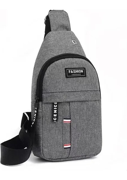 Grey1 Göğüs Çantası Moda Yeni Düz Renk Erkek Göğüs Çantası Açık Rahat Moda Bir Omuz Crossbody Çanta Su Geçirmez Tek Omuz Çantası (Yurt Dışından)