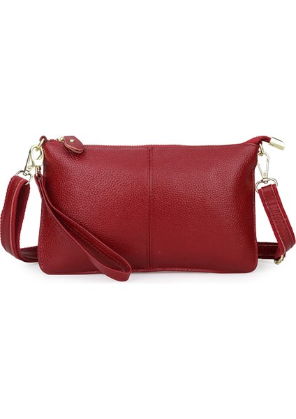 Kırmızı Hakiki Deri Omuz Çantaları Kayışlı Zarf El Çantası Kadınlar Için Crossbody Çanta Çanta Askılı Çanta Fermuarlı Tote Çanta (Yurt Dışından) indirimleri