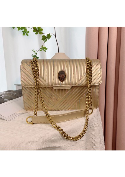 Siyah 27X17X8CM Kadın Crossbody Çanta 2023 Yumuşak Deri Kadın Çantası Metal Kuş Kafası Dekorasyon Toka Doku Küçük Kare Çanta Zincir Omuz Çantası (Yurt Dışından) fiyatları