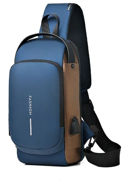 Mavi Polarshe Erkekler Çok Fonksiyonlu Anti Hırsızlık USB Omuzdan Askili Çanta Erkek Crossbody Messenger Seyahat Sling Göğüs Çanta Paketi Çapraz Vücut Çanta (Yurt Dışından)