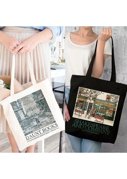Pembe Londra Daunt Kitap Büyük Tote Kızlar Kadınlar Için Kanvas Omuz Çantası Günlük Alışveriş Çantaları Öğrenciler Kitap Çantası Pamuklu Bez Çanta (Yurt Dışından) indirimleri