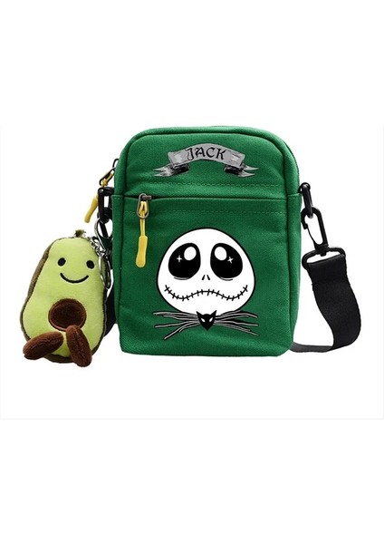 D-3 Noel Öncesi Kabus Omuz Çantaları Karikatür Jack Rahat Kanvas Crossbody Çanta Kadın Erkek Anime Mini Saklama Çantası (Yurt Dışından)