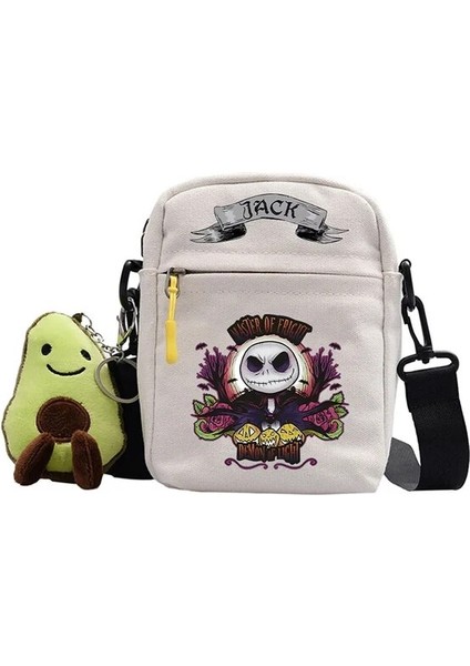 A-1 Noel Öncesi Kabus Omuz Çantaları Karikatür Jack Rahat Kanvas Crossbody Çanta Kadın Erkek Anime Mini Saklama Çantası (Yurt Dışından)