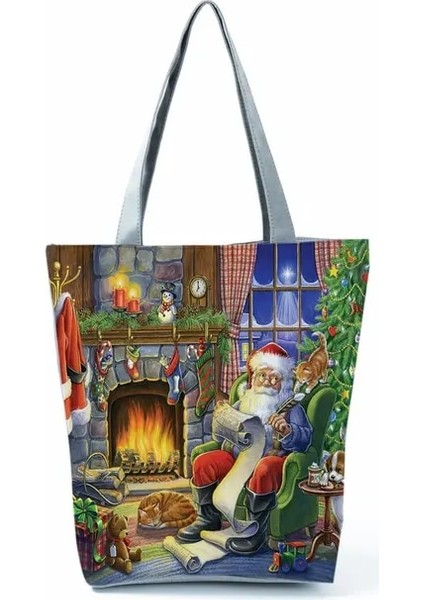 HL5825 Noel Baba Çantası Noel Noel Baba'nın Yeni Tote Çanta Logolu Özelleştirilebilir Tote Çanta Yeni Yıl Hediyesi Kadın Omuz Çantası Açık Çevre Dostu Çanta (Yurt Dışından)