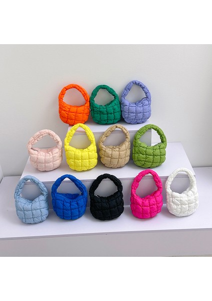 Yeşil Moda Kapitone Omuz Çantaları Kadın Çanta Mini Bulut Pilili Çanta Puffer Hamur Çanta Lüks Tote (Yurt Dışından)