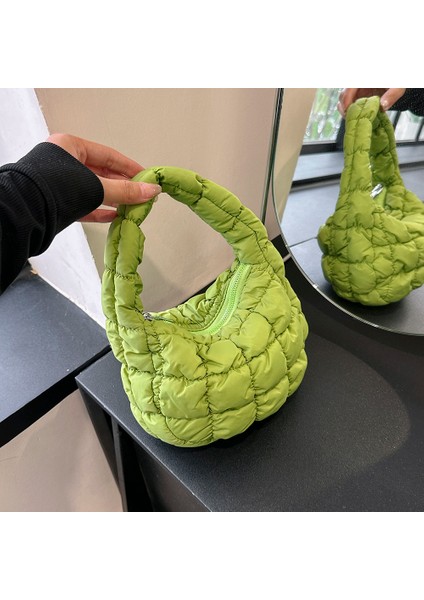 Yeşil Moda Kapitone Omuz Çantaları Kadın Çanta Mini Bulut Pilili Çanta Puffer Hamur Çanta Lüks Tote (Yurt Dışından)