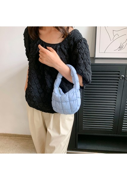 Yeşil Moda Kapitone Omuz Çantaları Kadın Çanta Mini Bulut Pilili Çanta Puffer Hamur Çanta Lüks Tote (Yurt Dışından)