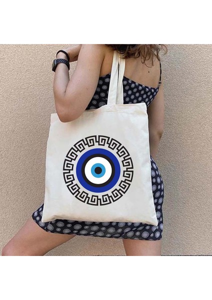 B 23 35X40CM Mavi Nazar Kalp Koruma Mandala Bohemian Omuz Çantası Alışveriş Çantası Kadınlar Için Bakkal Hamsa Muska Kız Seyahat Çanta (Yurt Dışından)