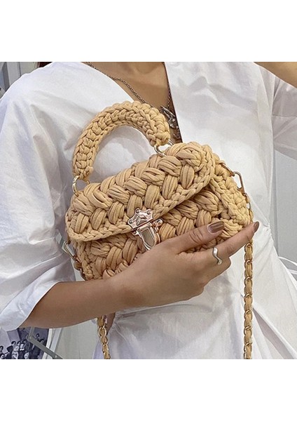 Bej Moda Halat Örgü Kadın Çanta Tasarımcısı Zincirler Dokuma Omuz Kadınlar Için Crossbody Çanta 2021 Küçük Kare Flap Bayan Çantalar (Yurt Dışından) fiyatları
