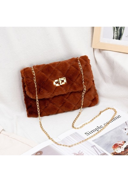 Kırmızı 2022 Yeni Peluş Kumaş Kadın Omuz Crossbody Çanta Küçük Moda Kuzu Yünü Kabarık Kürk Kış Kadın Çantası Tasarım Çanta (Yurt Dışından) fırsatları