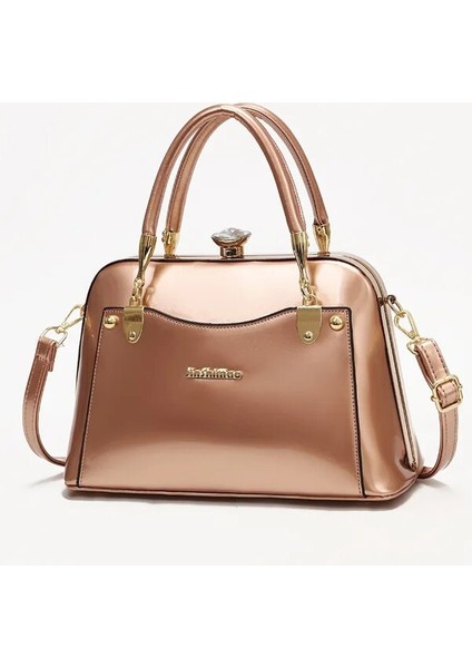 Pembe 2022 Yeni Pu Deri Rugan Çanta Haberci Çanta Kadın Lüks Tasarımcı Büyük Kapasiteli Omuz Parti Crossbody Tote Kabuk Çanta (Yurt Dışından)