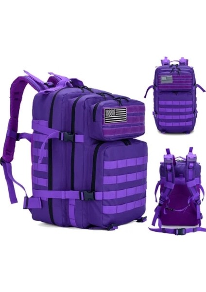PURPLE-45L 45L Erkek/kadın Taktik Sırt Çantası Askeri Çanta Açık Su Geçirmez Spor Kamp Yürüyüş 3D Sırt Çantası Trekking Balıkçılık Bisiklet Çantaları (Yurt Dışından)