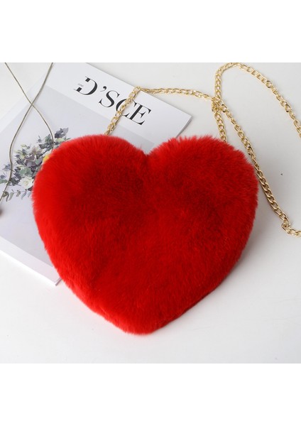 Bk Moda Kadın Kalp Şeklinde Çanta Sevimli Kawaii Taklit Kürk Crossbody Çanta Cüzdan Çanta Peluş Zincir Omuz Çantası Bayan Çanta (Yurt Dışından) fırsatları