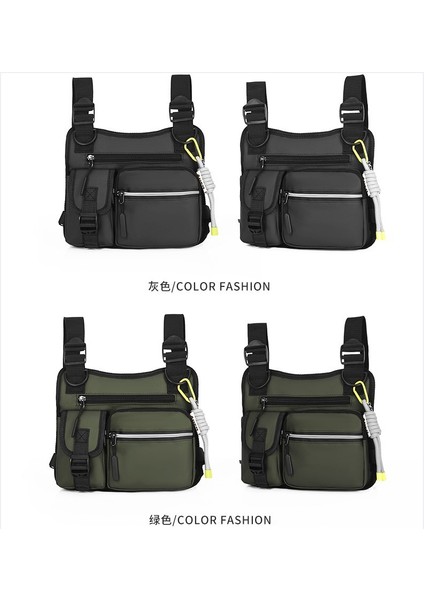 Yeşil Techwear Taktik Yelek Çanta Halat ile Erkek Kadın Harajuku Sokak Punk Hip Hop Göğüs Çanta Sırt Çantası Motosiklet Jile Tactique Paketi (Yurt Dışından) modelleri