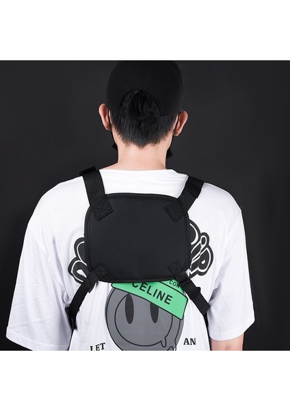 Yeşil Techwear Taktik Yelek Çanta Halat ile Erkek Kadın Harajuku Sokak Punk Hip Hop Göğüs Çanta Sırt Çantası Motosiklet Jile Tactique Paketi (Yurt Dışından) fırsatları