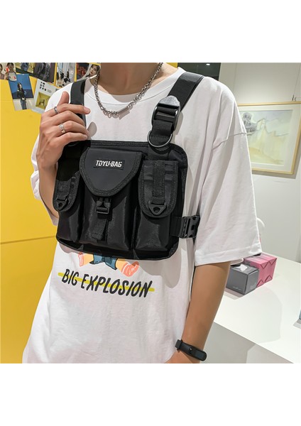 Siyah Techwear Taktik Yelek Çanta Motosiklet Hip Hop Göğüs Çantası Erkek Kadın Ayarlanabilir Kargo Telefonu Sırt Çantası Bandolera Hombre (Yurt Dışından) modelleri
