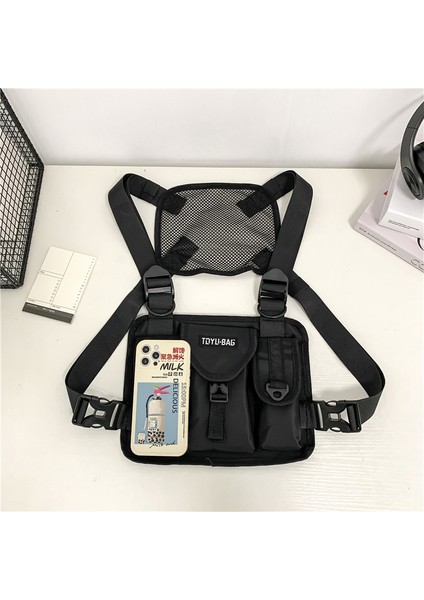 Siyah Techwear Taktik Yelek Çanta Motosiklet Hip Hop Göğüs Çantası Erkek Kadın Ayarlanabilir Kargo Telefonu Sırt Çantası Bandolera Hombre (Yurt Dışından) indirimleri