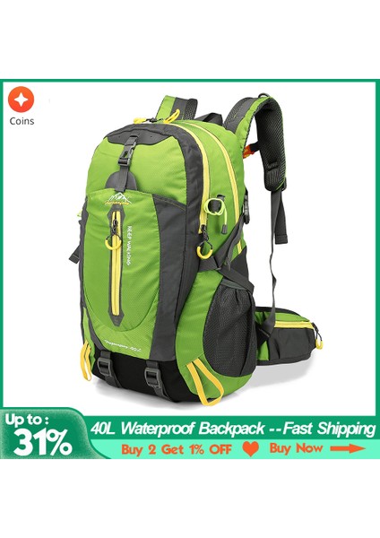 Gri 40L Su Geçirmez Sırt Çantası Seyahat Yürüyüş Tırmanma Taktik Sırt Çantası Dizüstü Sırt Çantası Trekking Sırt Çantası Açık Erkek Kadın Spor Çantası (Yurt Dışından) fırsatları