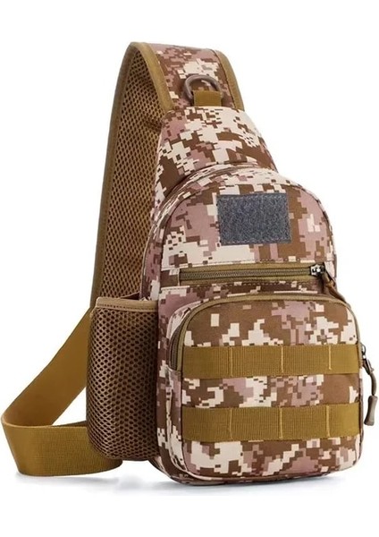 Camo Çöl Erkek Spor Sırt Çantası Açık Paket Tırmanma Balıkçılık Trekking Bisiklet Seyahat Yürüyüş Taktik Göğüs Çantası Omuz Spor Messenger Çanta (Yurt Dışından)