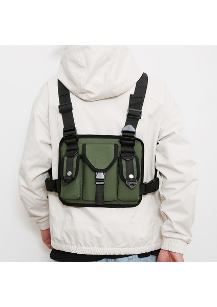 Ordu Yeşil 2023 Gri Mavi Turuncu Taktik Kargo Yelek Çanta Erkek Açık Spor Bisiklet Motosiklet Techwear Sırt Çantası Hip Hop Göğüs Çantası (Yurt Dışından) modelleri